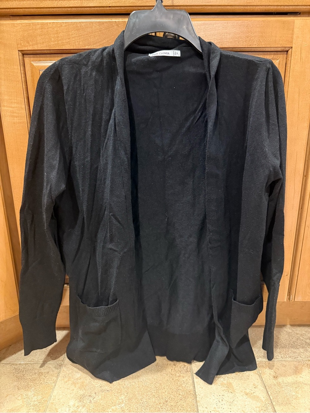 Pink Clover Black Open-Front Women's Cardigan